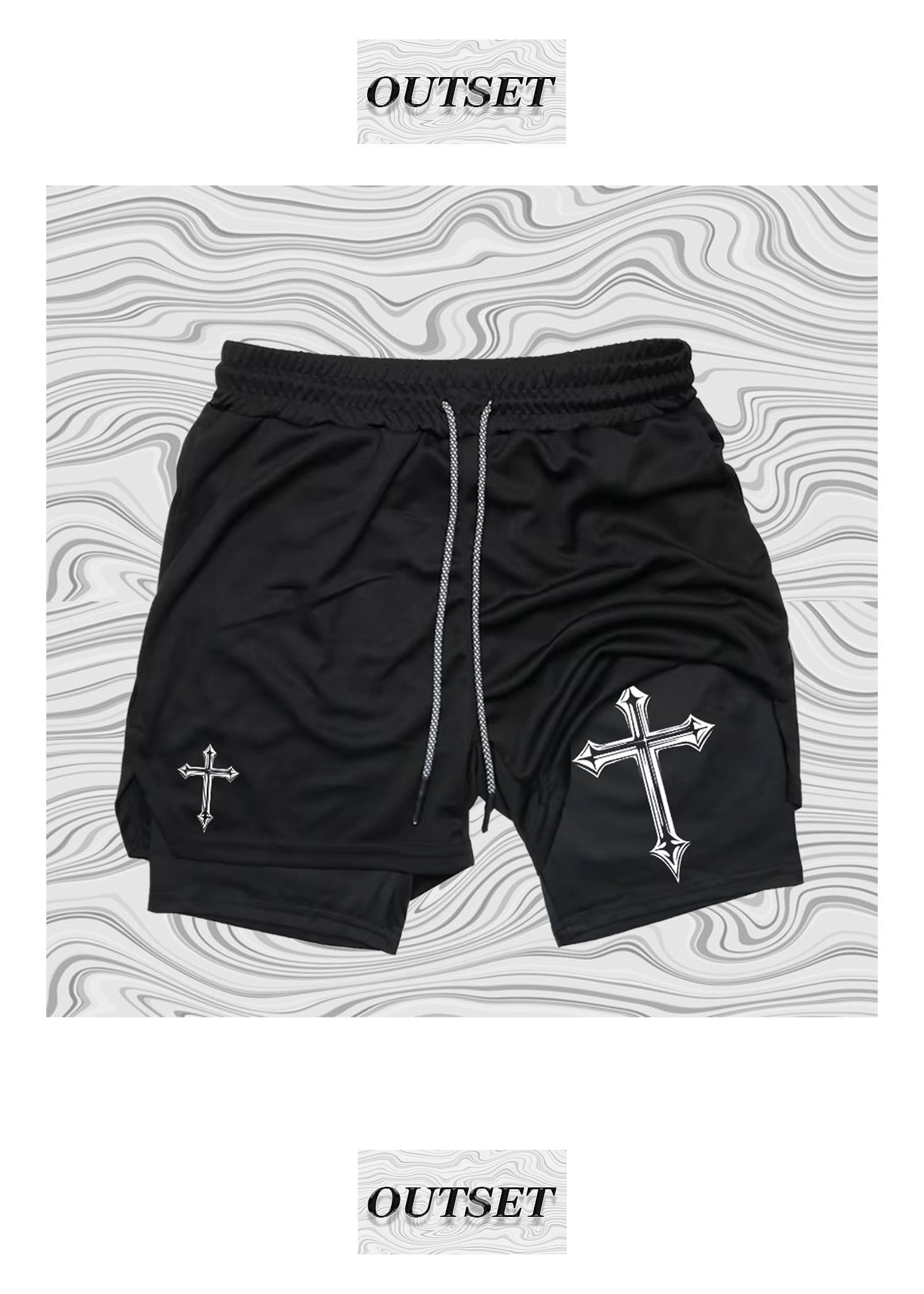 ATHLETIC OUTSET BLACK CROSS SHORTS