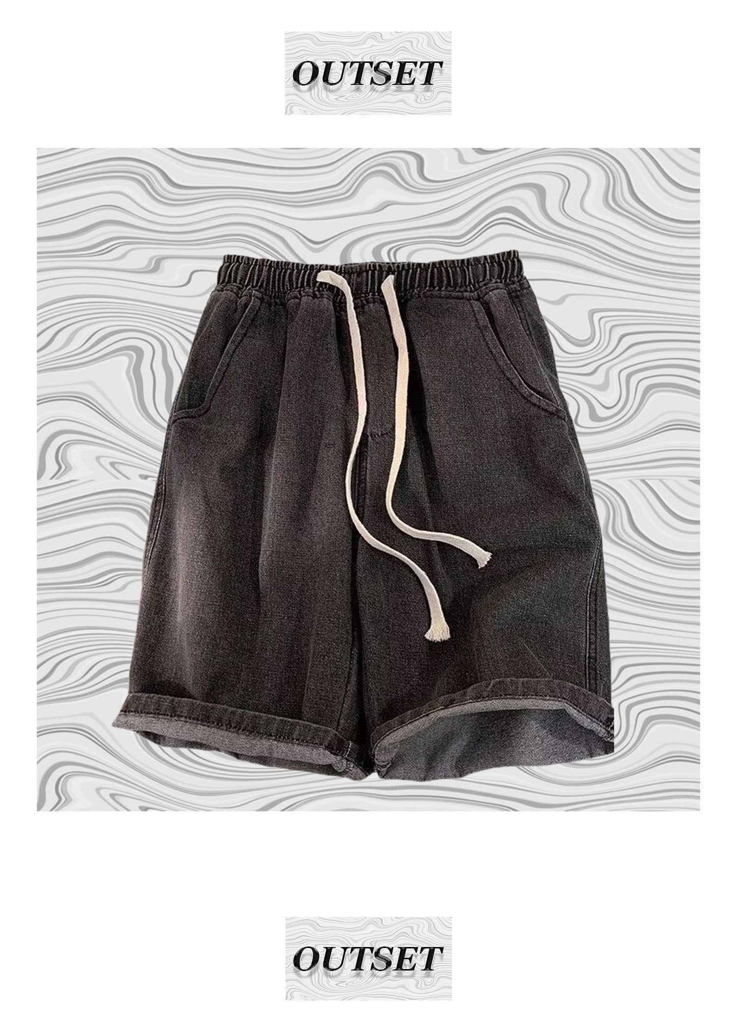 BLACK OUTSET RELAXED FIT DENIEM SHORTS